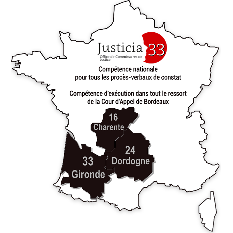 Carte des départements de la Charente (16), de la Dordogne (24) et Gironde (33)